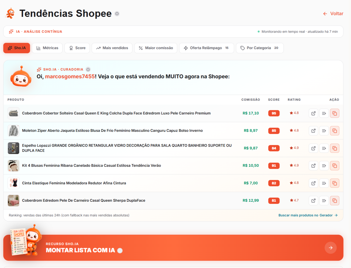 Tendências Shopee